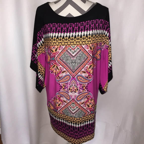 Style & Co. Tops - Style & CO Pink and Black Blouse Size Large